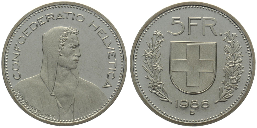 5 Franken 1986 ohne Münzzeichen